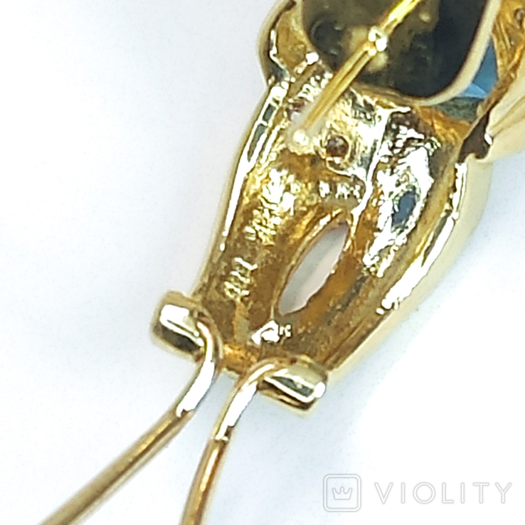 Винтажные золотые серьги с натуральными топазами и бриллиантами, фото №9