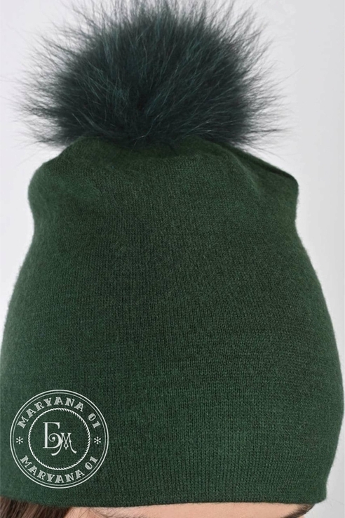 Стильный комплект шапка и хомут / темно-зеленый, фото №3