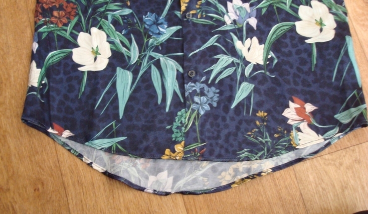 Zara relaxed fit Вискоза Стильная мужская рубашка короткий рукав в цветочный принт, numer zdjęcia 6