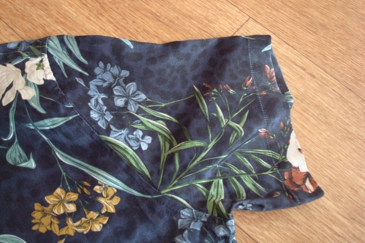 Zara relaxed fit Вискоза Стильная мужская рубашка короткий рукав в цветочный принт, фото №8