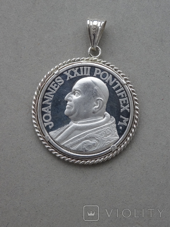 Срібний медальйон JOANNES XXlll PONTIFEX M., фото №3
