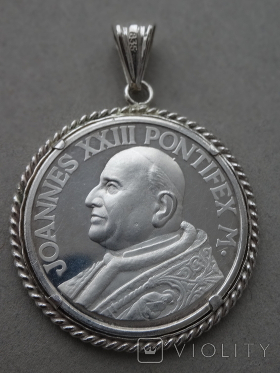 Срібний медальйон JOANNES XXlll PONTIFEX M., фото №5