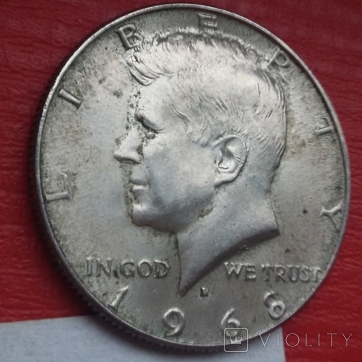 Пів доллара 1968 р. срібло, фото №2