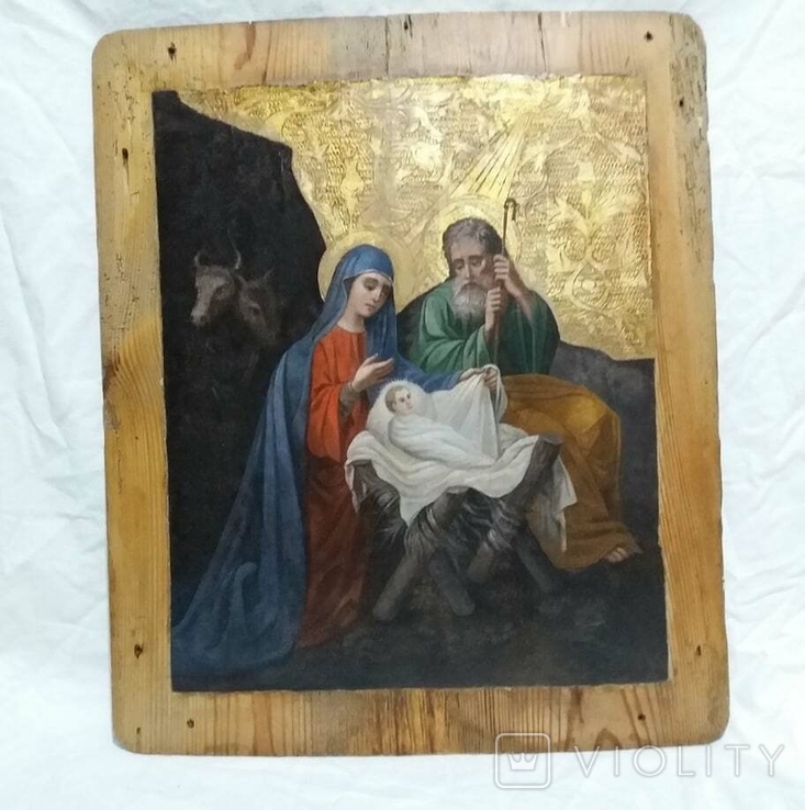 Ікона старовинна, Різдво Ісуса Христа, Святе сімейство, фото №2