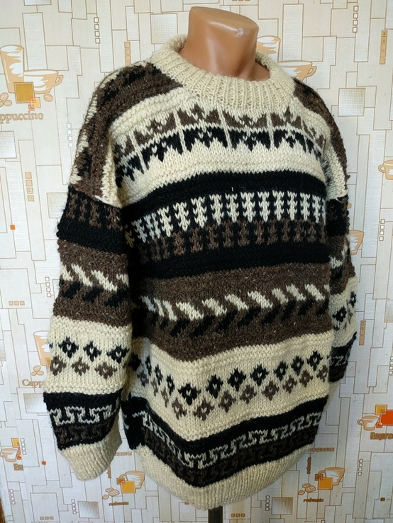 Супертеплый толстый зимний свитер из Индии шерсть 100% р-р XXL(состояние!), фото №3