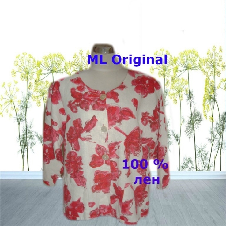 ML Original Льняной красивый женский пиджак цветочный принт Германия, photo number 3