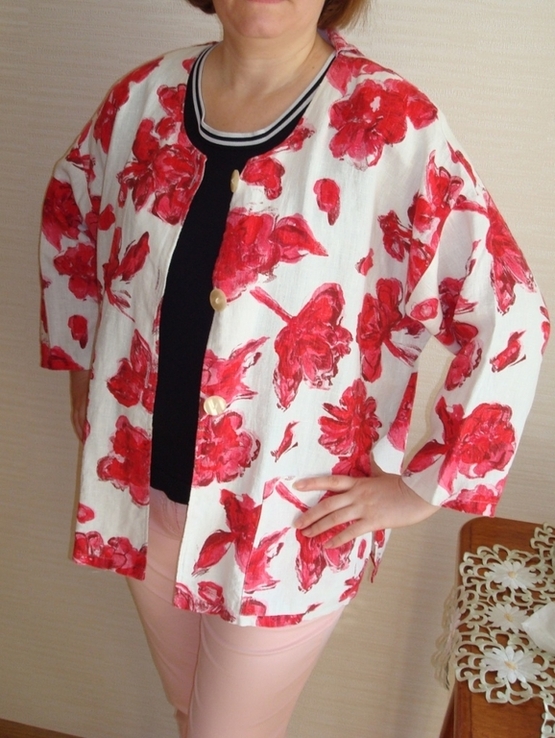 ML Original Льняной красивый женский пиджак цветочный принт Германия, photo number 10
