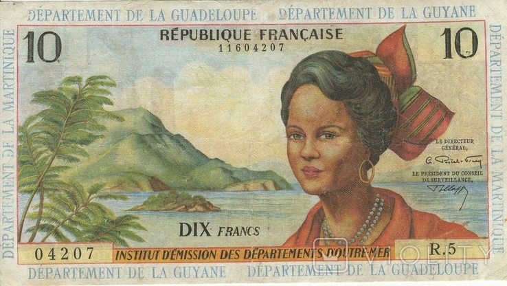 10 франков 1964 Французские Антильские острова., фото №2