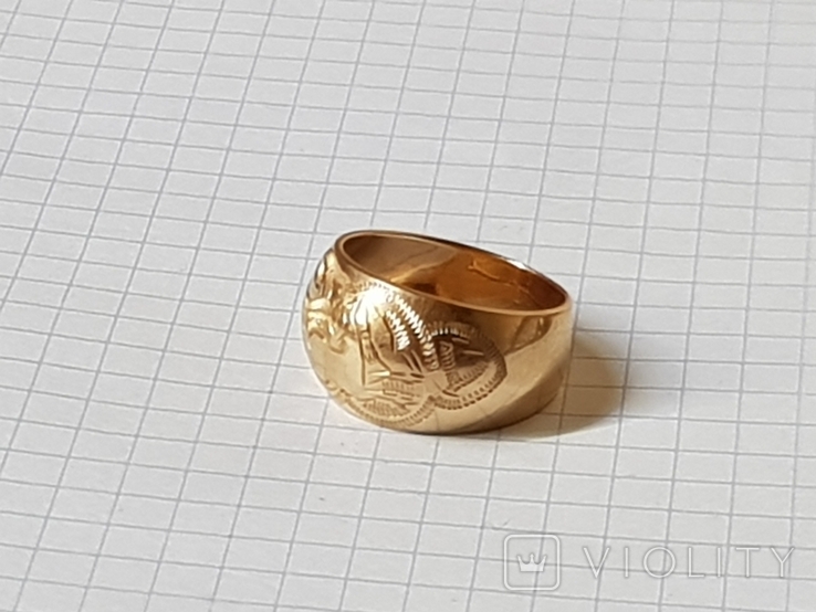 Золотое кольцо 583 пробы СССР Чалма, фото №8