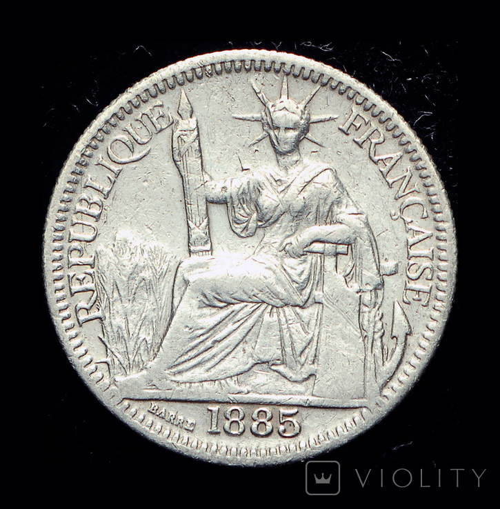 Французкий Индокитай 10 центов 1885 серебро