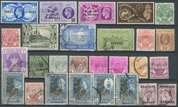 Ао2 Брит. колонии в Азии 1910-50-е гг (27 марок без повторов)