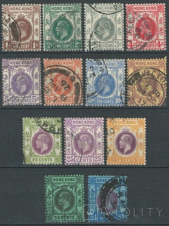 Ар3 Брит. колонии. Гонконг 1921-31 (13 марок без повторов)