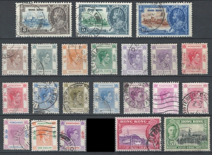 Ар4 Брит. колонии. Гонконг 1937-47 (22 марки, 71 евро)