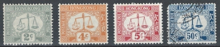 Ар4б Брит. колонии. Гонконг 1938-65, служебные марки №№ 6-7y**, 14* и 12 (30 евро)