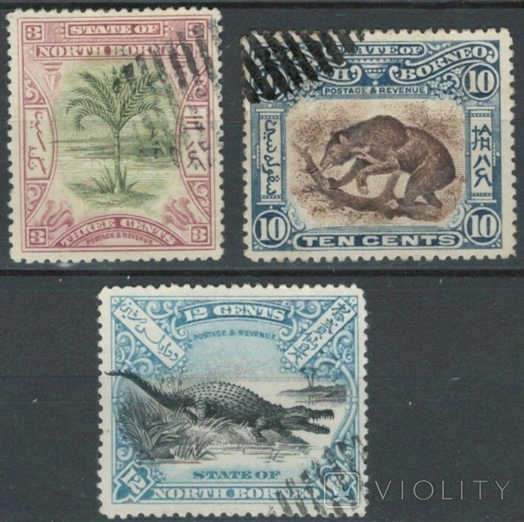 Ас20 Брит. колонии. Северное Борнео 1897-1902 №№ 71, 75 и 95