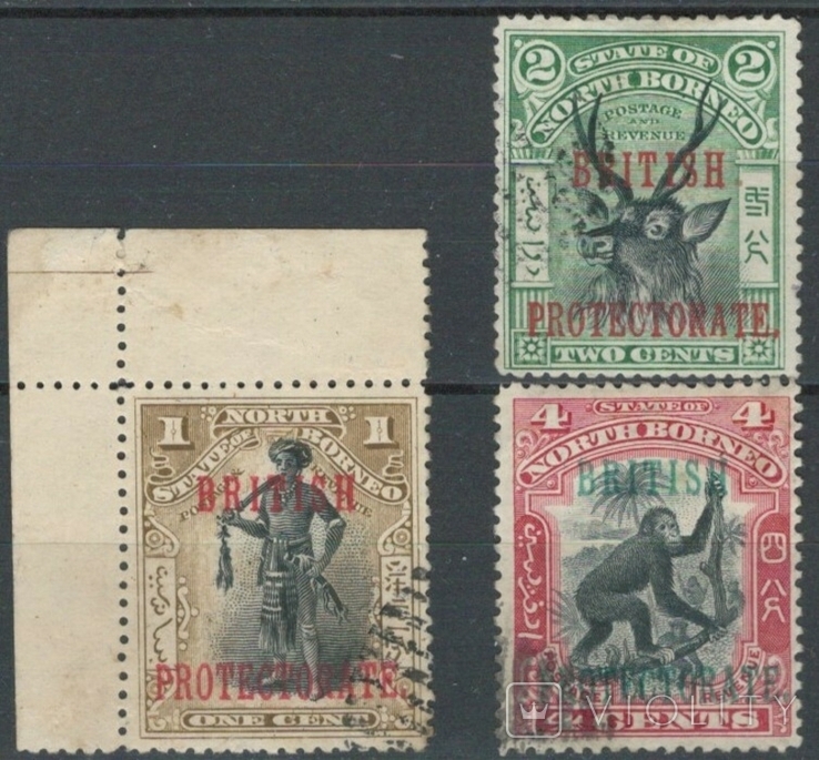 Ас23 Брит. колонии. Северное Борнео 1901 №№ 97-98 и 100