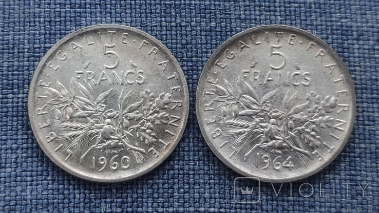 Франція, 1960 / 1964 -- 5 франків (2 шт.)