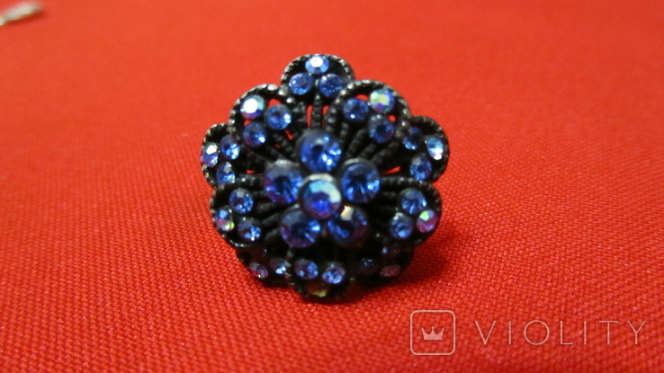Кольцо с синими камнями., фото №2