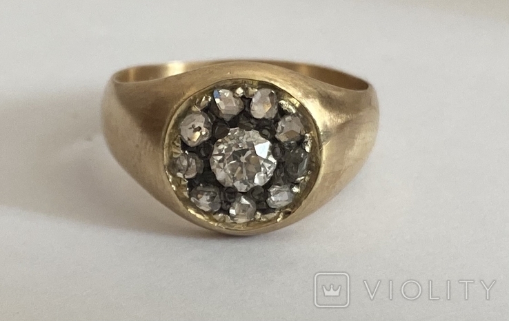 Золотое кольцо с алмазами 56 проба, фото №2