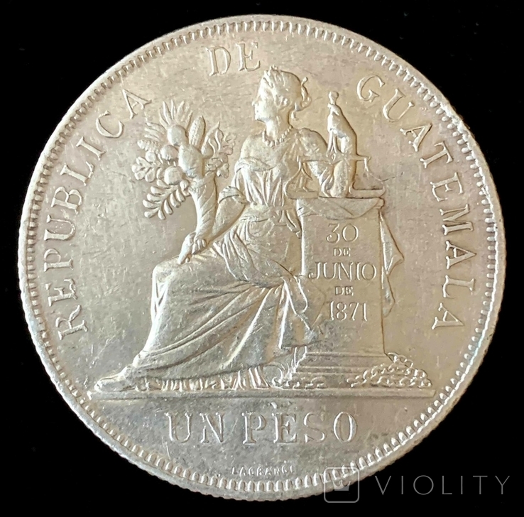 1 песо Гватемала 1894 Серебро