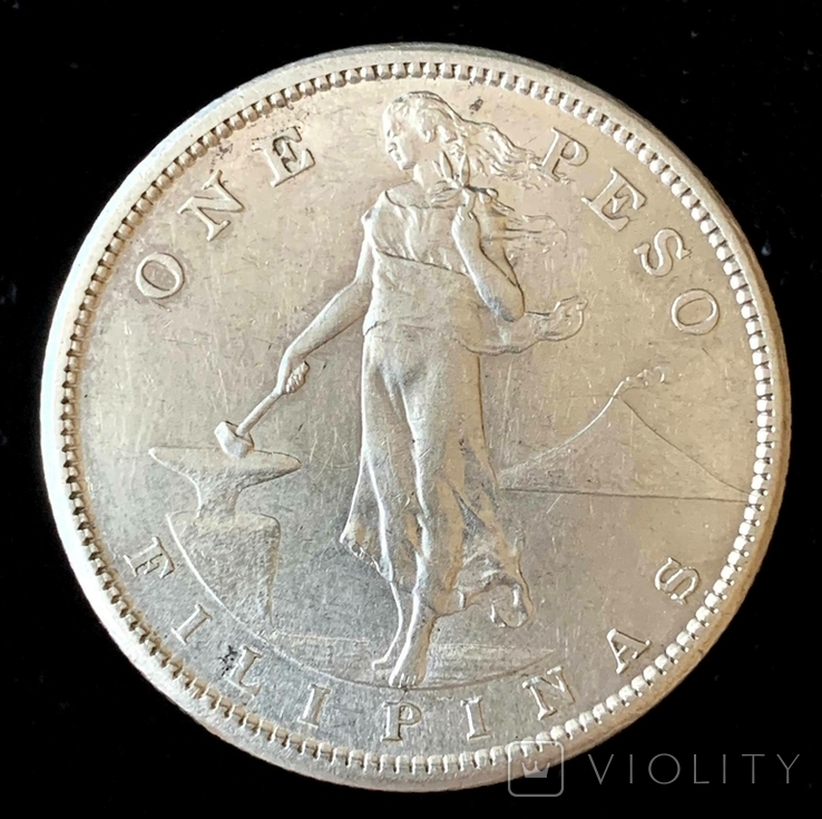1 песо Филиппины 1908 Серебро