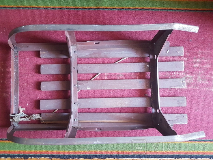 Детские металлические санки для снега с деревянными перекрытиями, фото №4