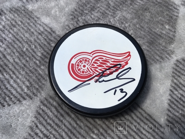 Detroit Red Wings 2008 Джерси и шайба с афтографами команды, сертификат, фото №4