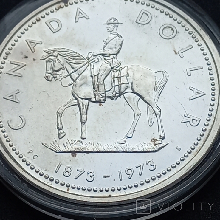 1 доллар, Канада, 1973 г., 100 лет конной полиции Канады, серебро, photo number 3
