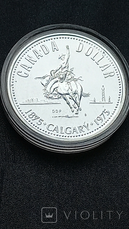 1 доллар, Канада, 1975 год, 100 лет городу Калгари, серебро