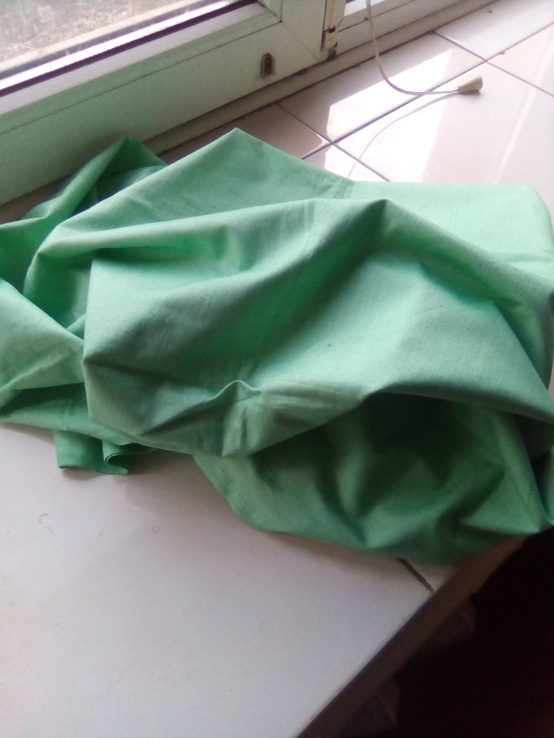Ткань х/б светло-зеленая (СССР) 1 м 56 см, ширина 78 см