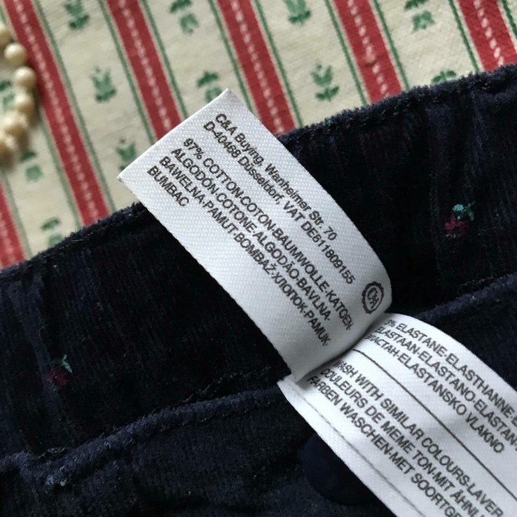 Джинсы штаны вельвет микровельвет в цветы Baby Club размер 86, photo number 7
