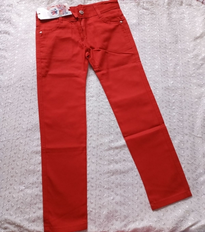 Брюки штаны на девочку красные 12л, фото №2