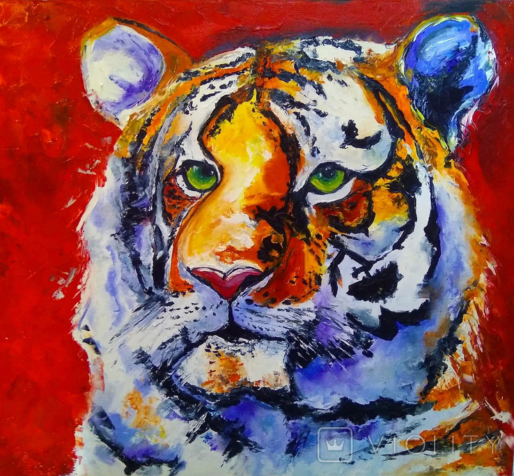 Картина Тигр масло мастихин живопись