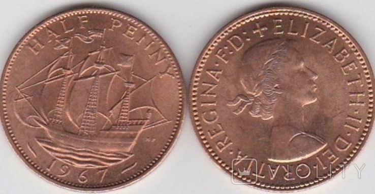 England Great Britain Англия Великобритания - Half 1/2 Penny 1967