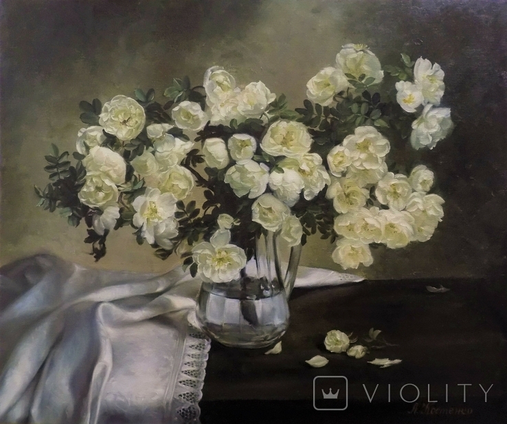 "Белые розы" 50х60 см, х/м, Костенко А.С.