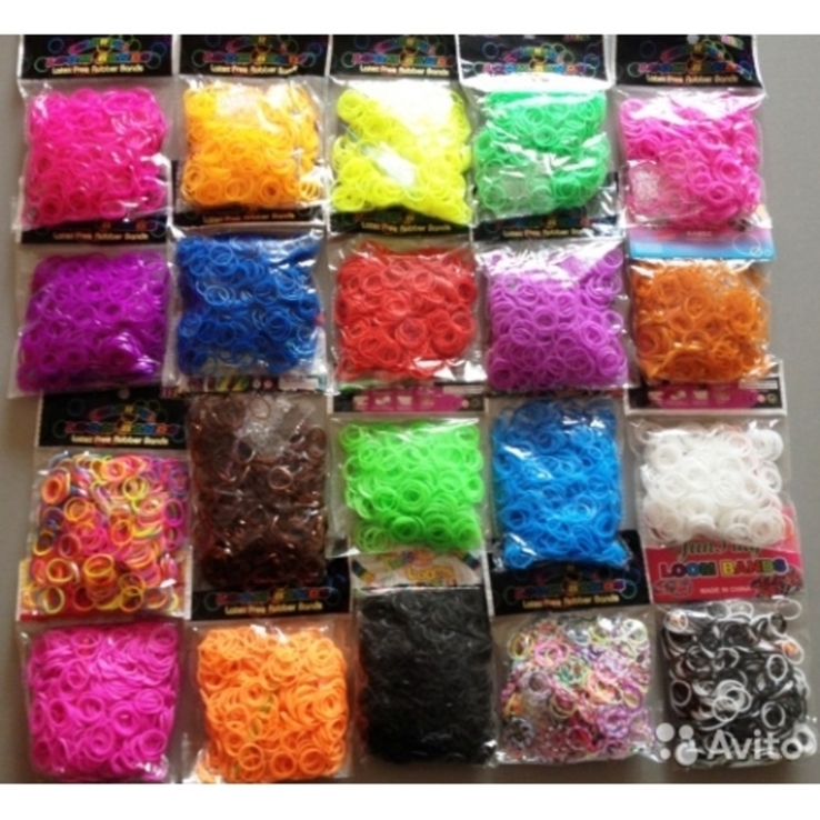Резинки для плетения браслетов комплект 10 упаковок по 150 резиночек, фото №2