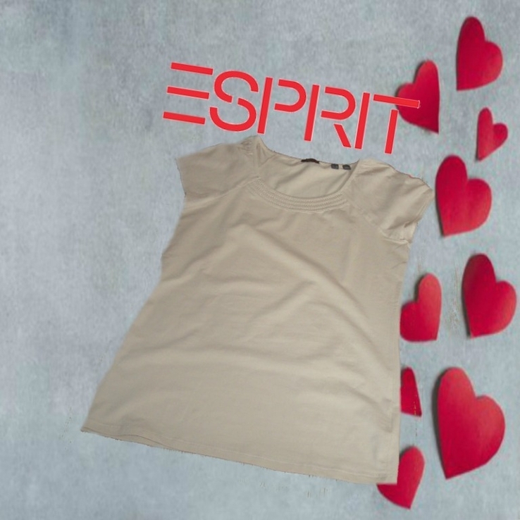 Esprit Вискозная красивая женская футболка бежевая 48, photo number 3
