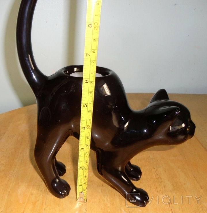 Подсвечник фарфоровый "Черная кошка", фото №3