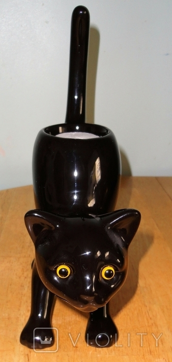 Подсвечник фарфоровый "Черная кошка", фото №5