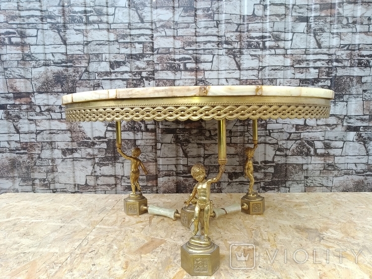 Бронзовий стіл з мармуром арт. 0887, фото №2