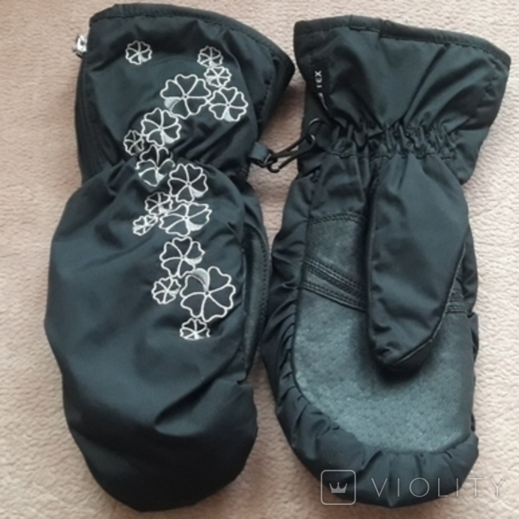 Перчатки горнолыжные чёрные варежки с вышивкой Zanier Primaloft, фото №2