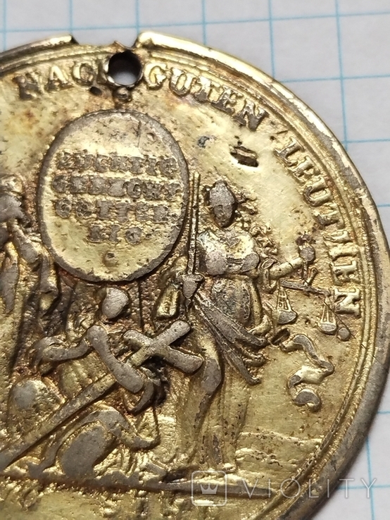 Медаль 1707 год серебро в позолоте, фото №7