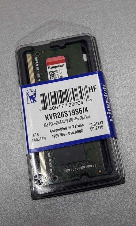 Пам'ять для ноутбуків Kingston 4GB SO-DIMM DDR4 2666 MHz (KVR26S19S6/4), фото №2