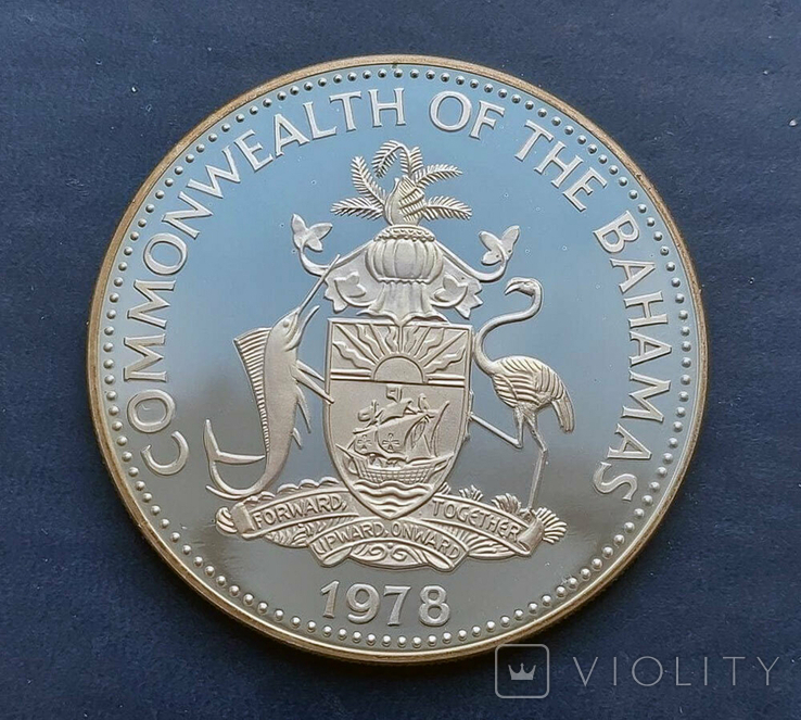 Серебряные 10 долларов 1978 г., (45,09 г; 0.925 проба); Багамы, "Принц Чарльз", photo number 3