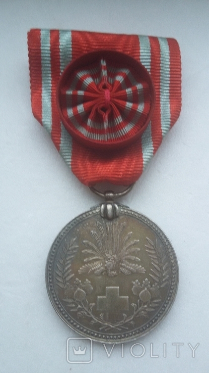 Японська срібна медаль в коробці, фото №5