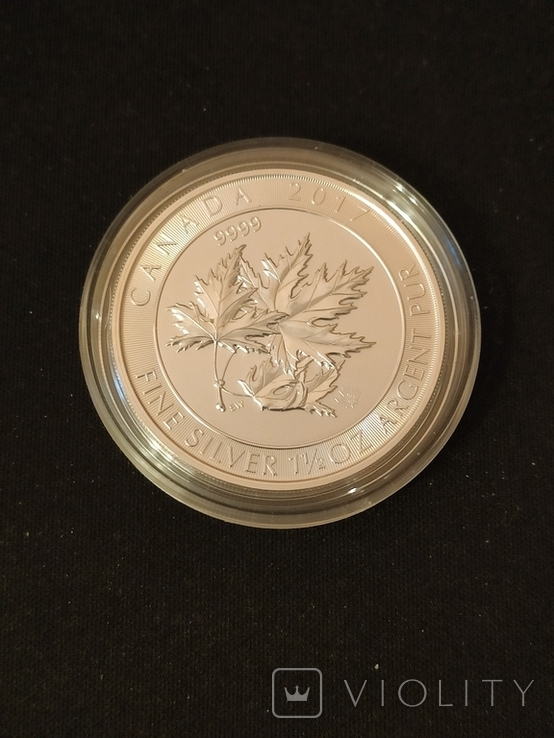 Канадский кленовый лист 1,5 унции 2017, фото №2