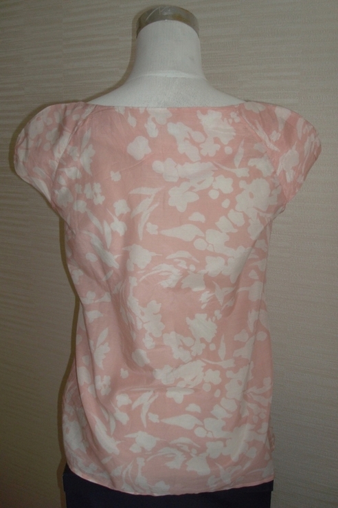 H M Красивая женская футболка цвет пудра в принт хлопок шелк, photo number 5
