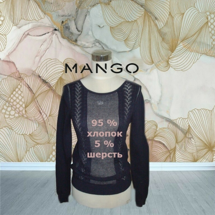 Mango хлопок+шерсть Красивый женский свитер ажурный с красивой спиной S/XS, numer zdjęcia 2