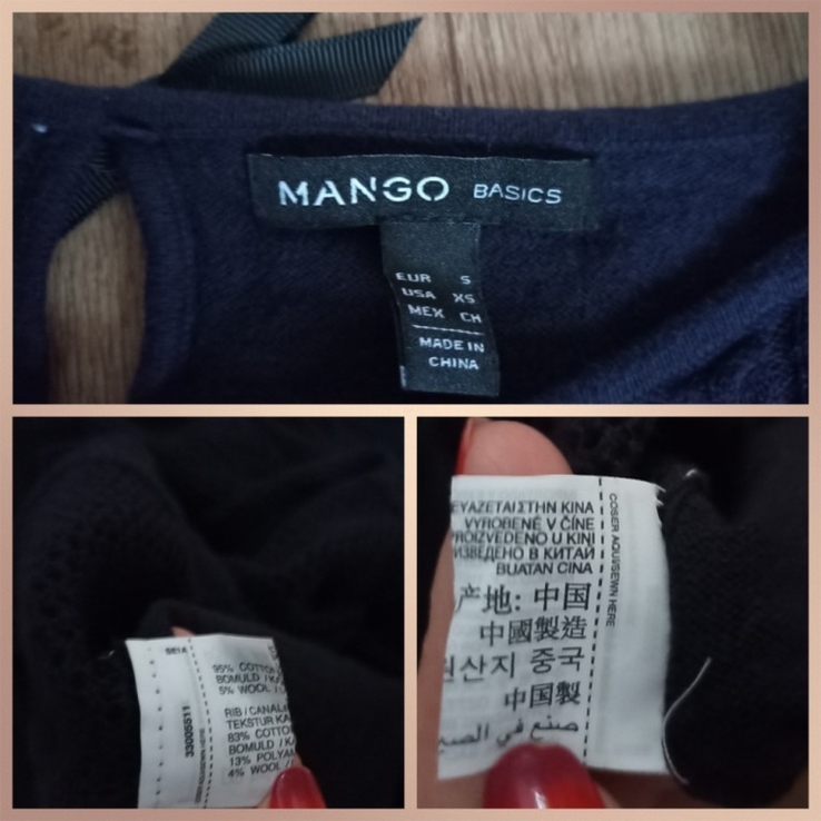 Mango хлопок+шерсть Красивый женский свитер ажурный с красивой спиной S/XS, фото №9