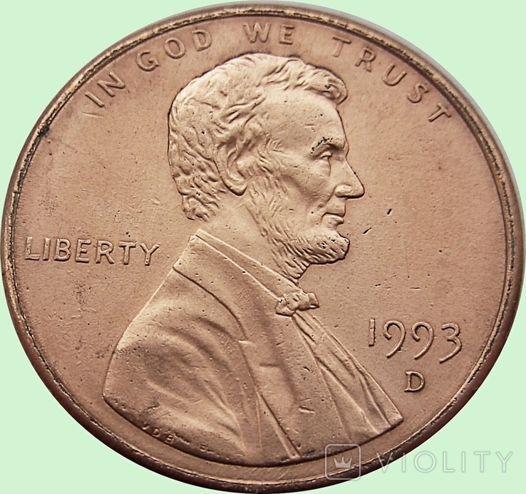 98.U.S. 1 cent, 1993.Lincoln Cent. Mondvor mark: "D" - Denver, photo number 2